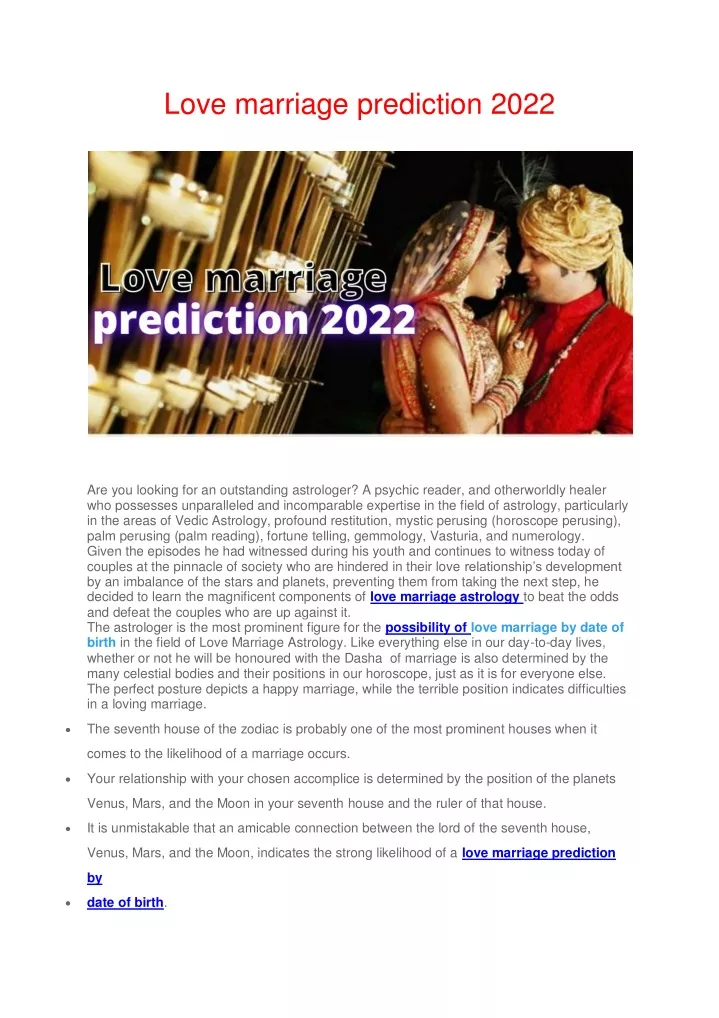 love marriage prediction 2022