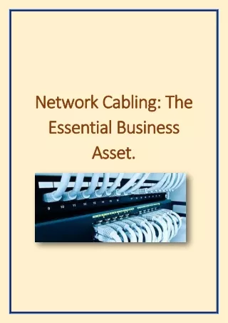 network cabling the network cabling the essential