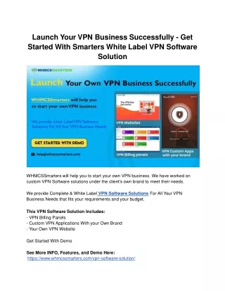 Launch Your VPN Business Successfully With Smarters VPN Software Solutions