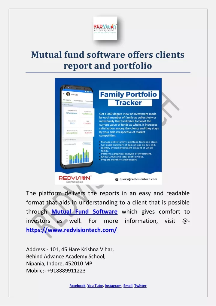 mutual fund software offers clients report