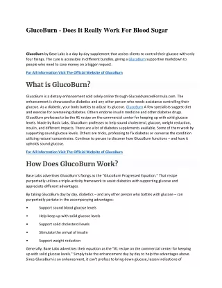 GlucoBurn - How To Control Blood Sugar Level