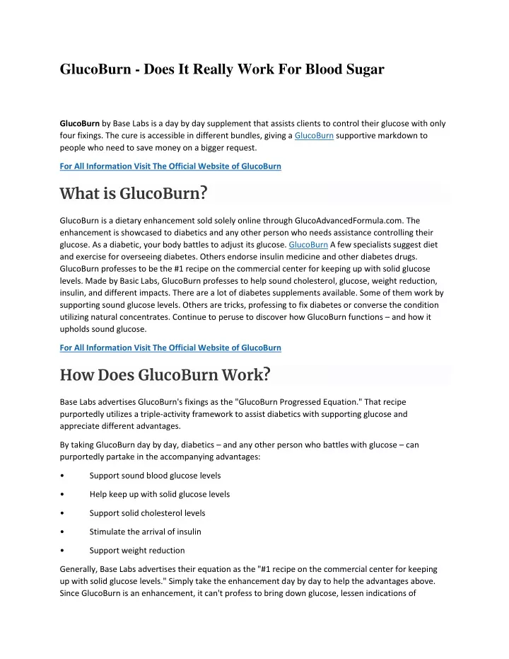 glucoburn does it really work for blood sugar