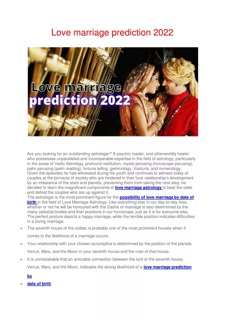 love marriage prediction 2022