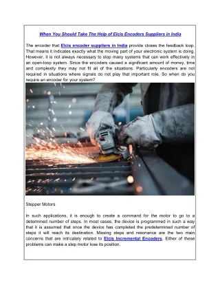 when you should take the help of elcis encoders