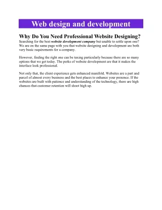 web design and development