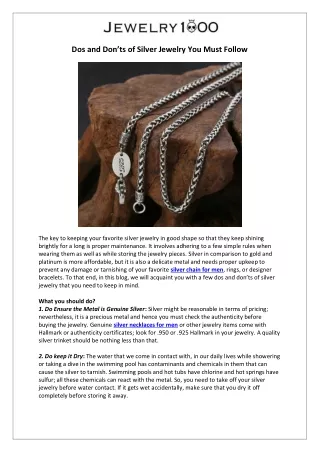 dos and don ts of silver jewelry you must follow