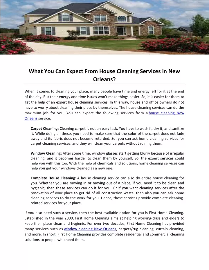 what you can expect from house cleaning services