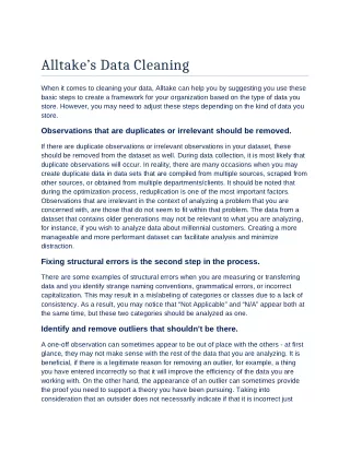 Alltake's Data Cleaning