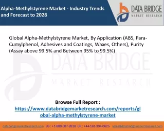 Global Alpha-Methylstyrene Market - Industry Trends and Forecast to 2028