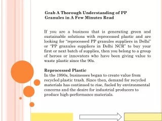 Grab A Thorough Understanding of PP Granules in A Few Minutes Read