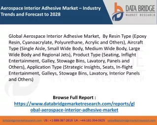 Global Aerospace Interior Adhesive Market – Industry Trends and Forecast to 2028