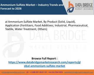Global Ammonium Sulfate Market – Industry Trends and Forecast to 2028