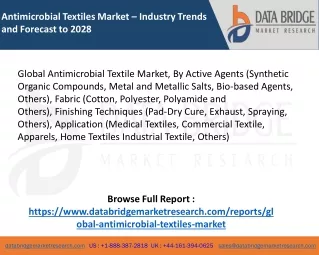Global Antimicrobial Textiles Market – Industry Trends and Forecast to 2028
