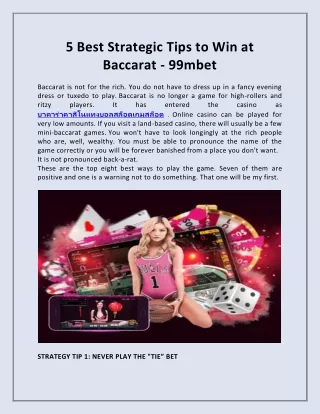 Strategies Tips to Win at Baccarat | 99m Bet