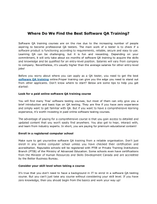 Where Do We Find the Best Software QA Training-Aug'21-converted