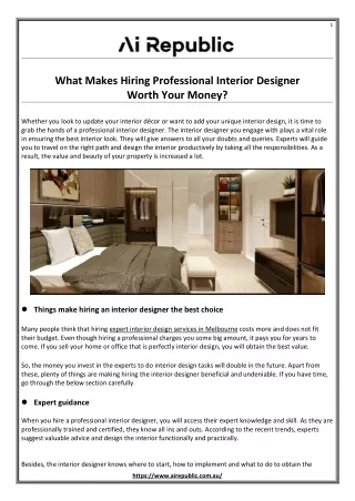 What Makes Hiring Professional Interior Designer Worth Your Money