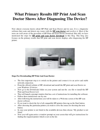 What Primary Results Print And Scan Doctor Shows After Diagnosing The Device