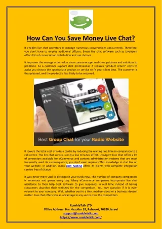 how can you save money live chat