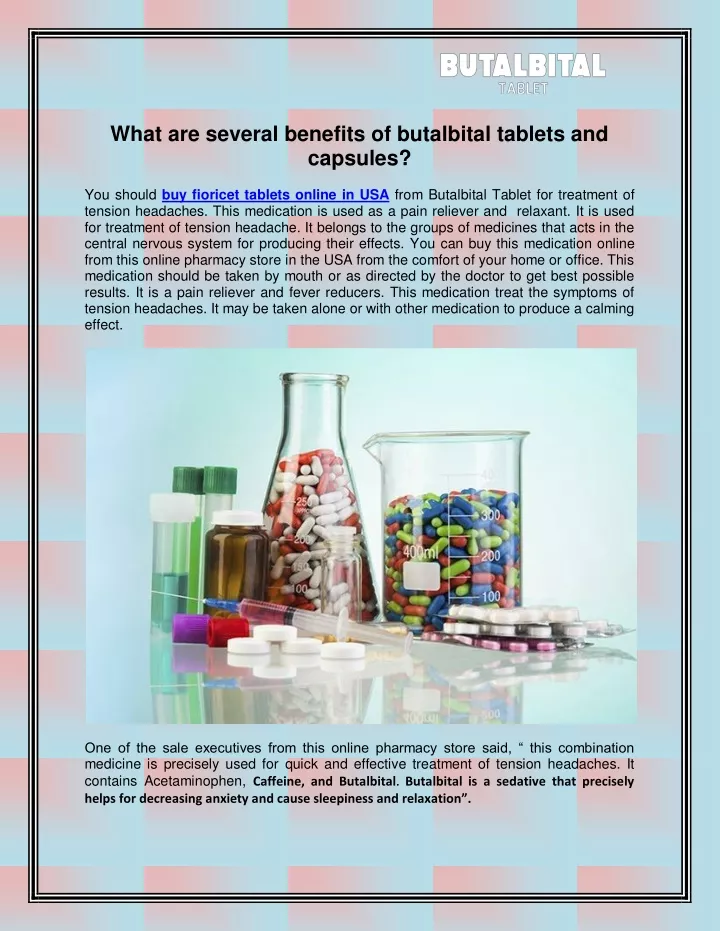 what are several benefits of butalbital tablets