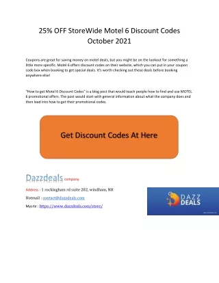 25% OFF StoreWide Motel 6 Discount Codes October 2021