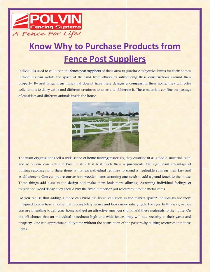 know why to purchase products from fence post