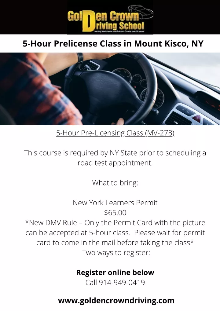 5 hour prelicense class in mount kisco ny