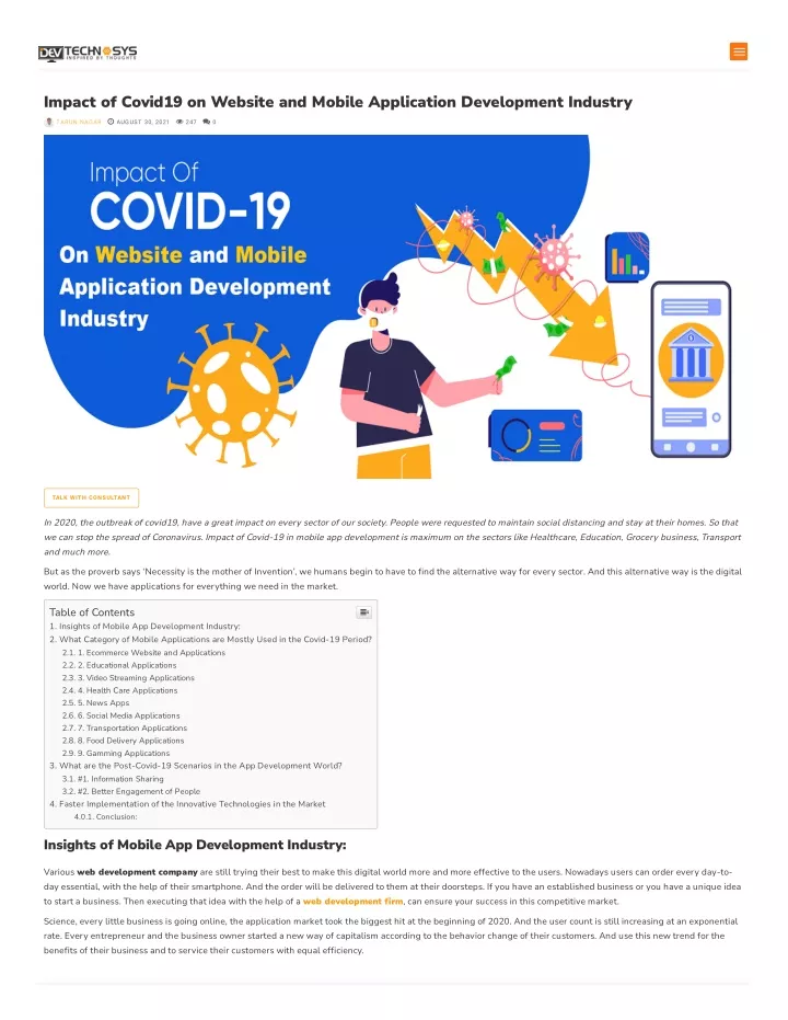 impact of covid19 on website and mobile