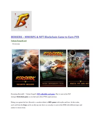 BERSERK – MMORPG & NFT Blockchain Game to Earn PYR