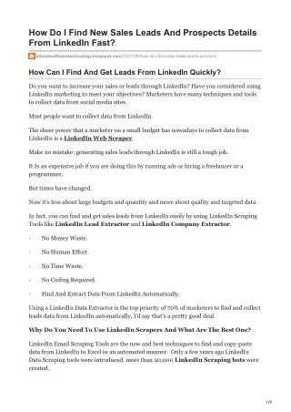 How Do I Find New Sales Leads And Prospects Details From LinkedIn Fast?