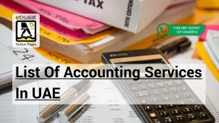 List Of Accounting Services In UAE