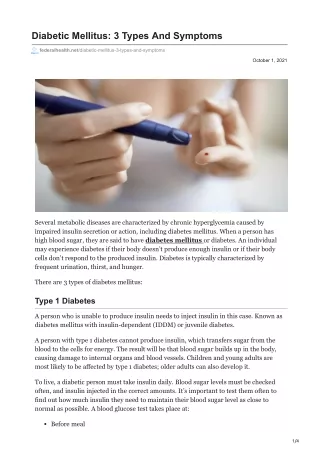 diabetic mellitus 3 types and symptoms
