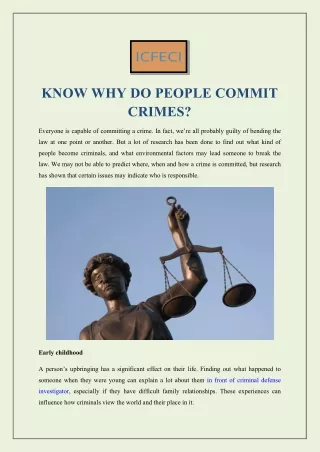KNOW WHY DO PEOPLE COMMIT CRIMES?