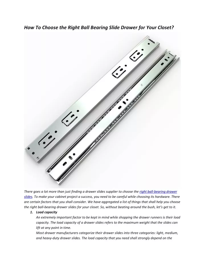 how to choose the right ball bearing slide drawer