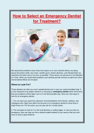 how to select an emergency dentist for treatment