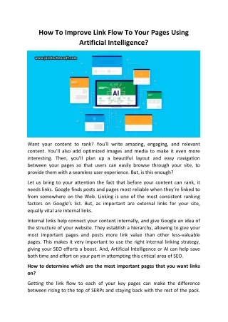 (PDF) How To Improve Link Flow To Your Pages Using Artificial Intelligence