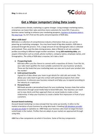 Get a Major Jumpstart Using Data Leads with SC Data