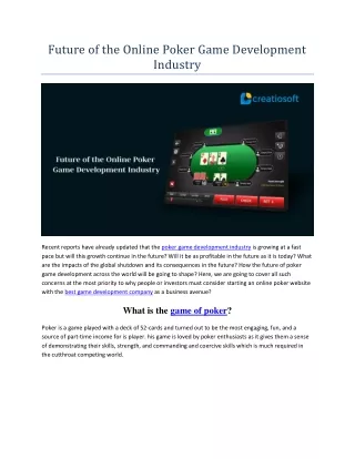 Future of the Online Poker Game Development Industry