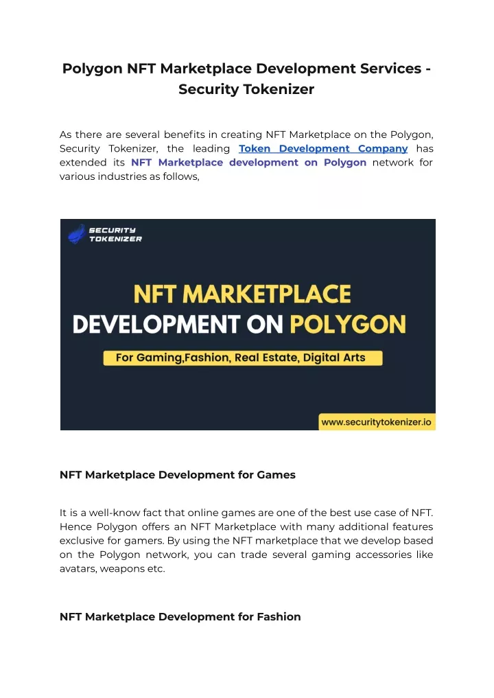 polygon nft marketplace development services