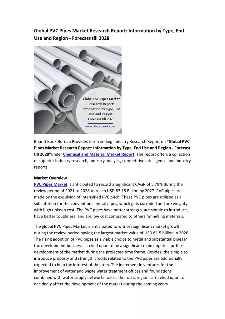 global pvc pipes market research report