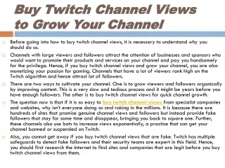 buy twitch channel views to grow your channel