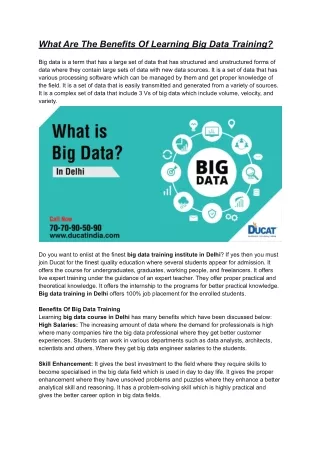 what are the benefits of learning big data