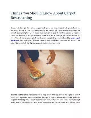 things you should know about carpet restretching