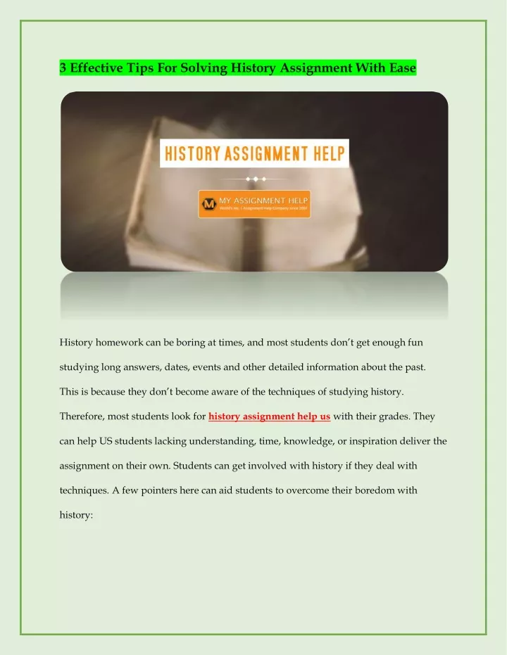 3 effective tips for solving history assignment