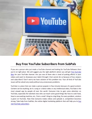 Buy Free YouTube Subscribers from SubPals