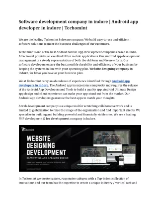 Software development company in indore | Android app developer in indore | Techo