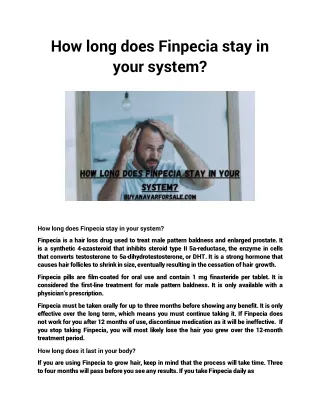 how long does finpecia stay in your system
