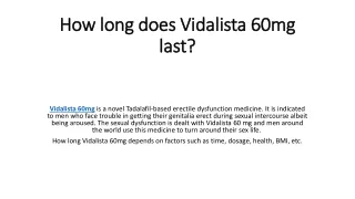 how long does vidalista 60mg last