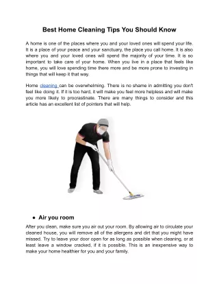 Best Home Cleaning Tips You Should Know