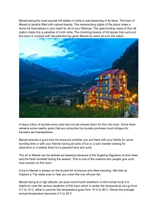 manali being the most popular hill station