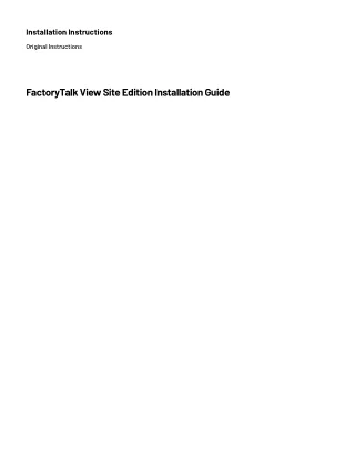 FactoryTalk View Site User Installation Guide
